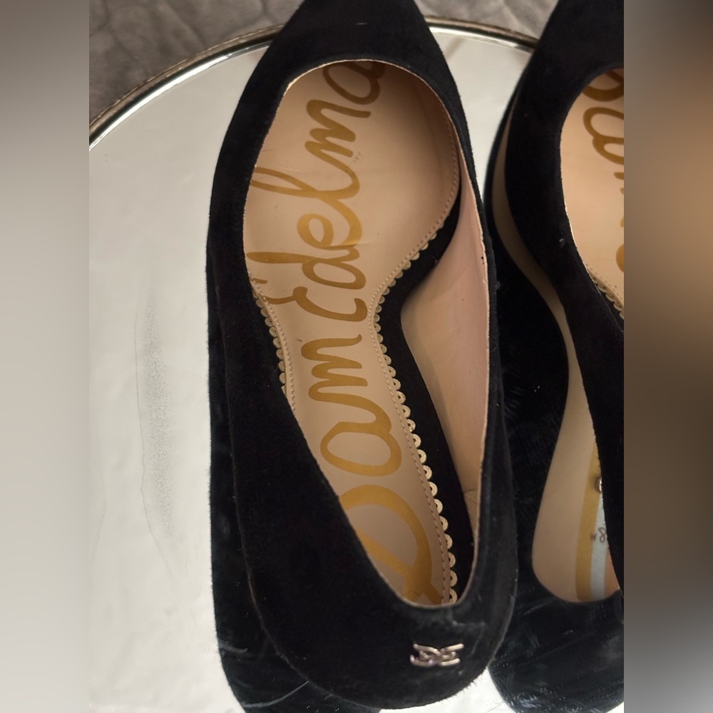 Sam Edelman Sexy Black Suede Kitten Heels Size 8M Romantic Edgy - Picture 7 of 8